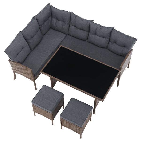 KONDELA Záhradný ratanový set, prírodná/svetlosivá, RANDI