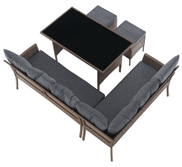 KONDELA Záhradný ratanový set, prírodná/svetlosivá, RANDI