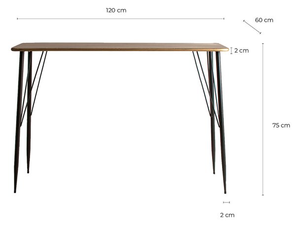 MUZZA Pracovný stôl keren 120 x 60 cm medený