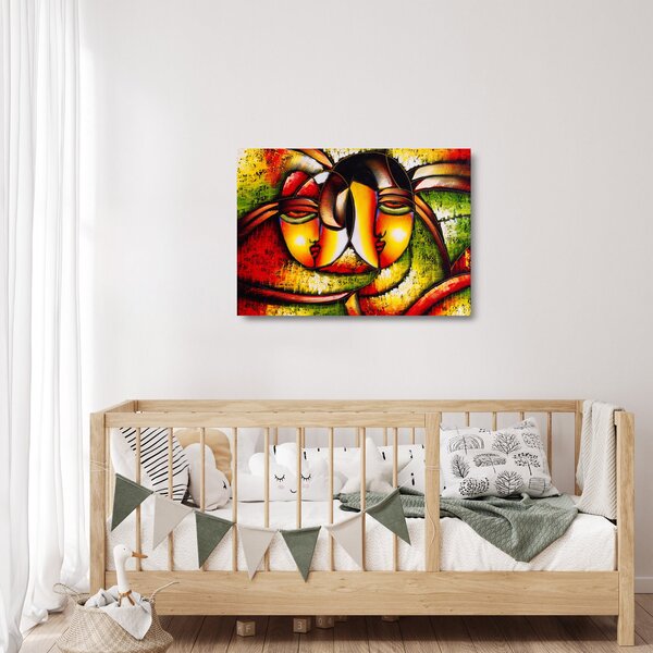 Sklenený obraz - Olejomaľba, abstraktné tváre (70x50 cm)