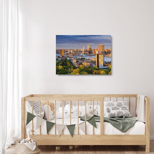 Sklenený obraz - Panorama Rotterdamu, Holandsko (70x50 cm)