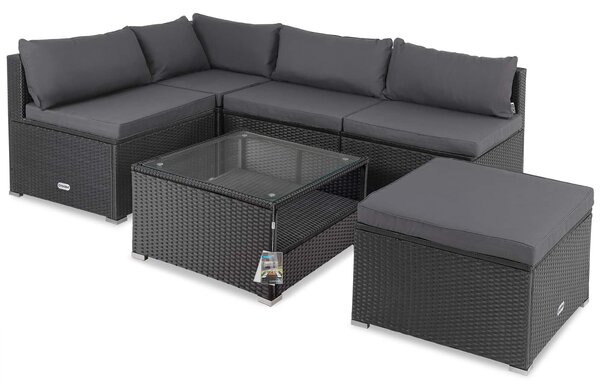 Záhradná ratanová zostava Rouen - čierna/antracit podušky