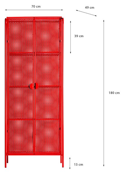 MUZZA Skriňa verta 70 x 180 cm červená