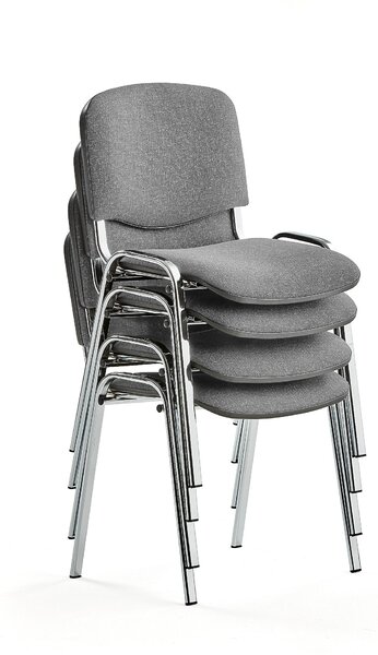 Konferenčná stolička NELSON, 4 ks, svetlošedá látka, chróm