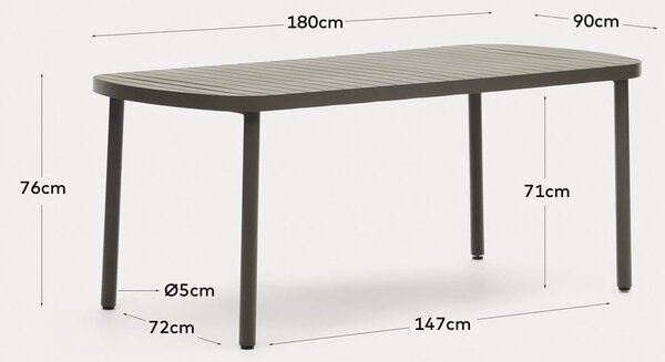 MUZZA Záhradný jedálenský stôl colnos 180 x 90 cm zelený