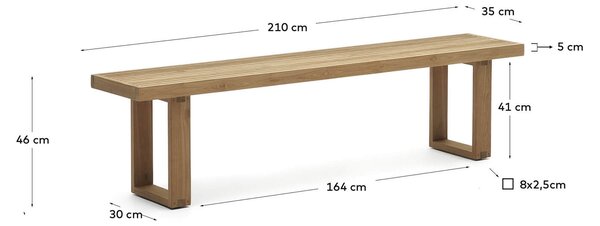 MUZZA Záhradná lavica adell 210 x 46 cm prírodná