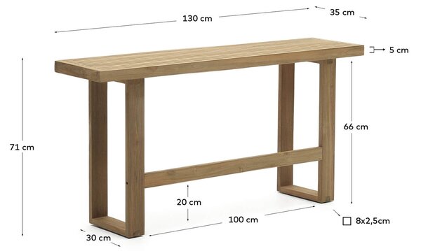 MUZZA Záhradná lavica adell 130 x 71 cm prírodná