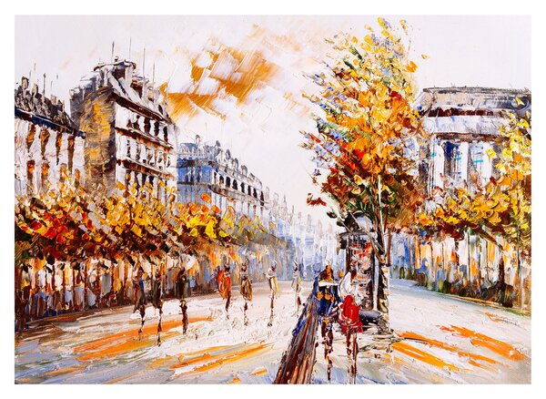 Sklenený obraz - Ulica v Paríži (70x50 cm)