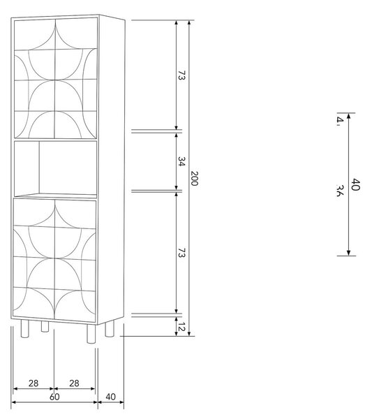 MUZZA Kabinet wardo 60 x 200 cm tmavo hnedá