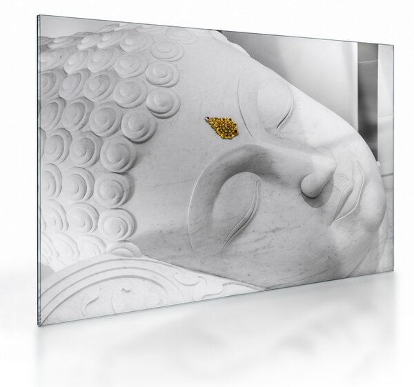 Sklenený obraz - Biely Budha (70x50 cm)