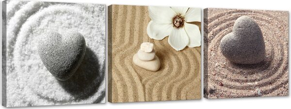 Gario 3 dielna sada obrazov Srdce na piesku Veľkosť: 120 x 40 cm, Prevedenie: Obraz na plátne