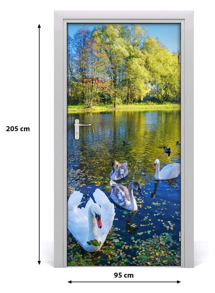 Samolepiace fototapety na dvere Labute na jazere 95x205 cm