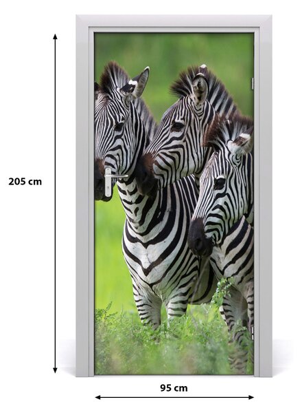 Samolepiace fototapety na dvere tri zebry 95x205 cm