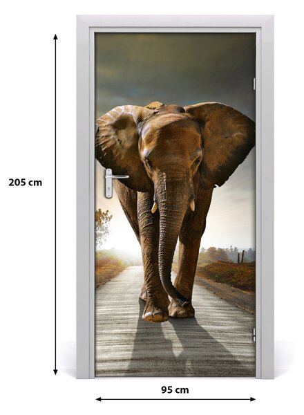 Samolepiace fototapety na dvere chodiaci slon 95x205 cm