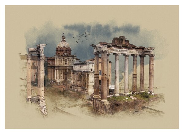 Sklenený obraz - Forum Romanum, Rím, Taliansko (70x50 cm)