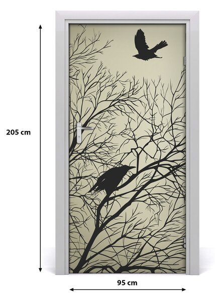 Samolepiace fototapety na dvere Vrany na strome 95x205 cm