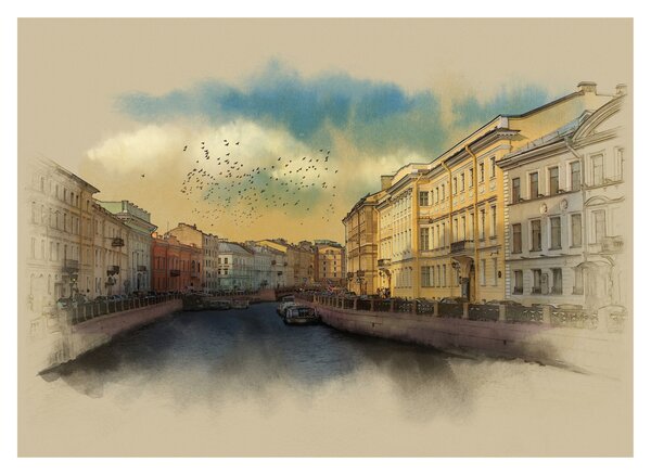 Sklenený obraz - Moyka rieka, Petrohrad, Rusko (70x50 cm)