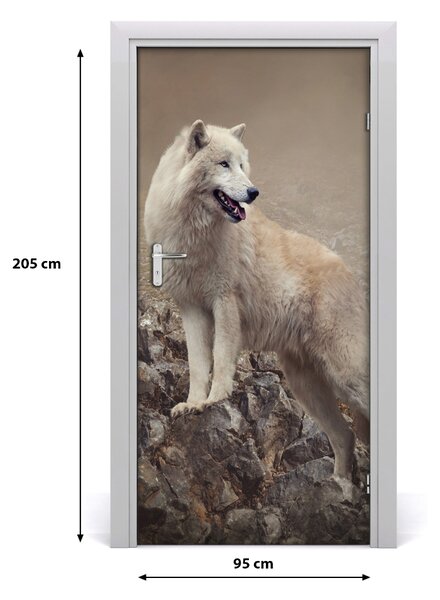 Samolepiace fototapety na dvere Vlk na skale 95x205 cm