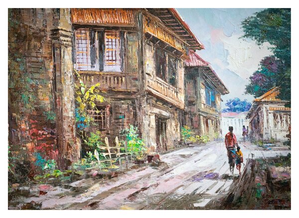 Sklenený obraz Filipínske dediny, Ázia (70x50 cm)