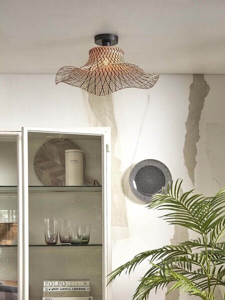 MUZZA Stropná lampa ibiza s prírodná/čierna