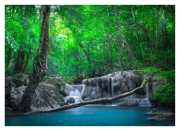 Sklenený obraz - Vodopád Erawan, Kanchanaburi, Thajsko (70x50 cm)