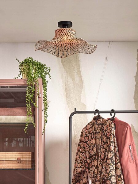 MUZZA Stropná lampa ibiza s prírodná/čierna