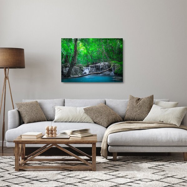 Sklenený obraz - Vodopád Erawan, Kanchanaburi, Thajsko (70x50 cm)
