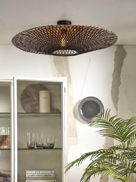 MUZZA Stropná lampa kalimantan l 87 cm prírodná/čierna