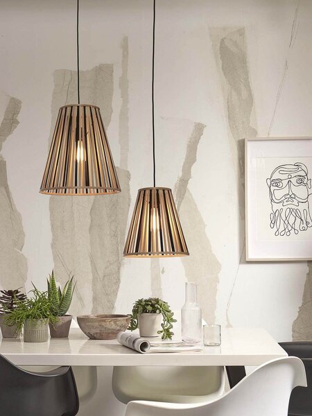 MUZZA Stropná visiaca lampa merapi s prírodná/čierna