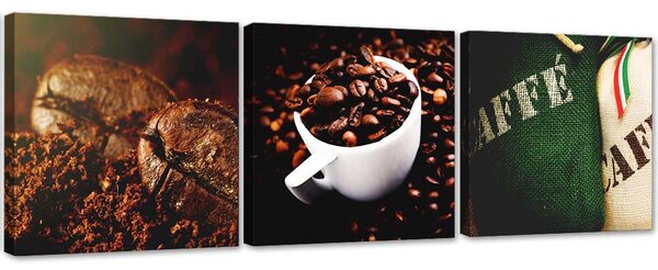 Gario 3 dielna sada obrazov Aróma kávy Veľkosť: 120 x 40 cm, Prevedenie: Obraz na plátne
