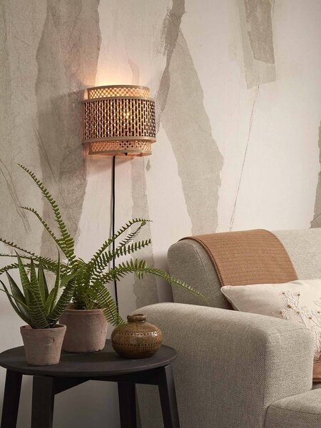 MUZZA Nástenná lampa bhutan s 24 x 21 cm prírodná/čierna