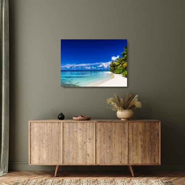 Sklenený obraz tropickej pláže (70x50 cm)