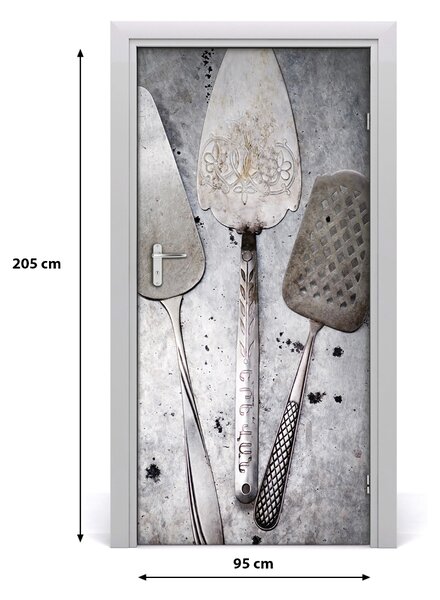 Fototapeta samolepiace na dvere kovové príbory 95x205 cm