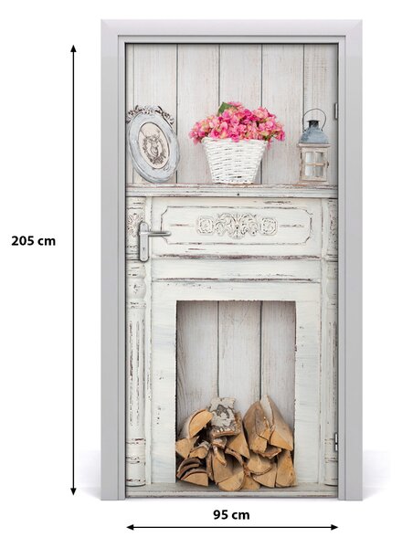 Fototapeta samolepiace dvere drevený krb 95x205 cm
