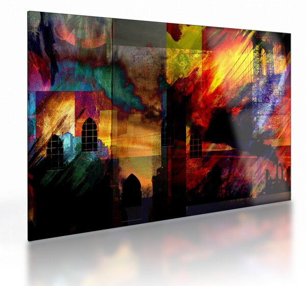 Sklenený obraz - Farebná abstrakcia mesta (70x50 cm)
