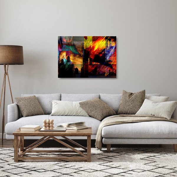 Sklenený obraz - Farebná abstrakcia mesta (70x50 cm)