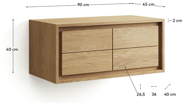 MUZZA Skrinka pod umývadlo tanet 90 x 45 cm prírodná