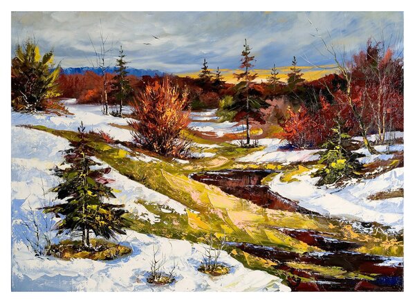 Sklenený obraz - Príchod jari (70x50 cm)