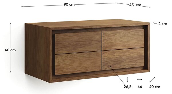 MUZZA Skrinka pod umývadlo tanet 90 x 45 cm tmavohnedá
