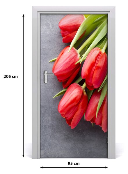 Fototapeta samolepiace červené tulipány 95x205 cm