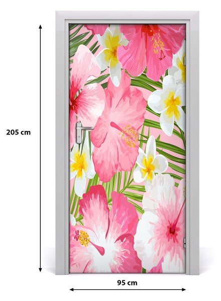 Samolepiace fototapety na dvere tropické kvety 95x205 cm