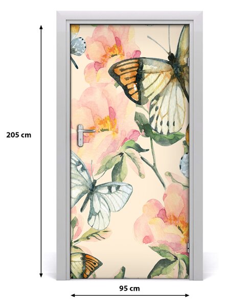 Samolepiace fototapety na dvere ruže i Motýle 95x205 cm