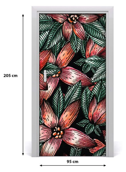 Samolepiace fototapety na dvere tropické kvety 95x205 cm