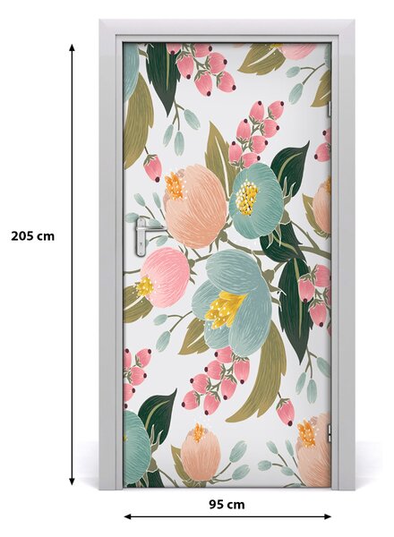 Samolepiace fototapety na dvere jarné kvety 95x205 cm