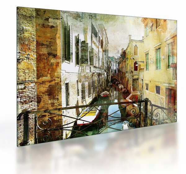 Sklenený obraz - Ulička v Benátkach (70x50 cm)