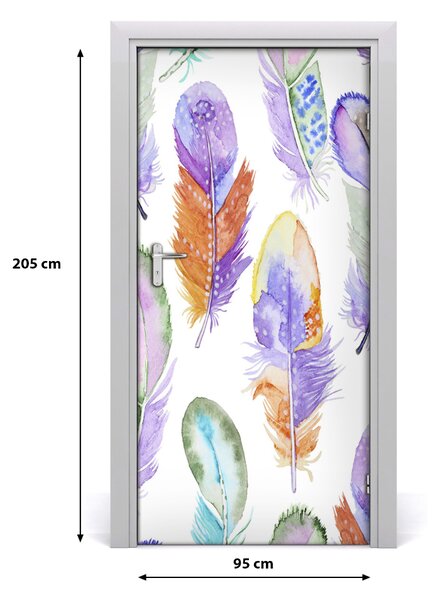 Fototapeta na dvere farebná perá 95x205 cm