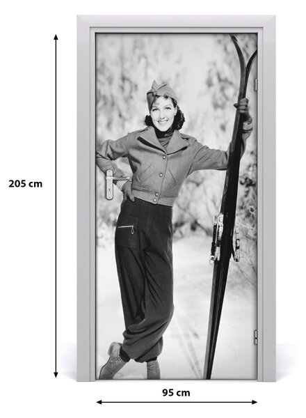 Fototapeta na dvere žena lyže 95x205 cm