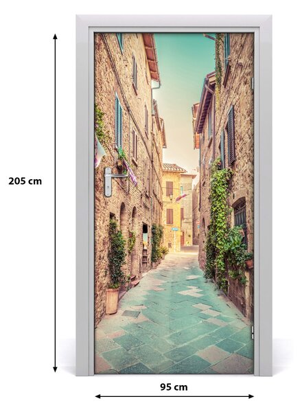 Fototapeta samolepiace na dvere talianskej uličky 95x205 cm