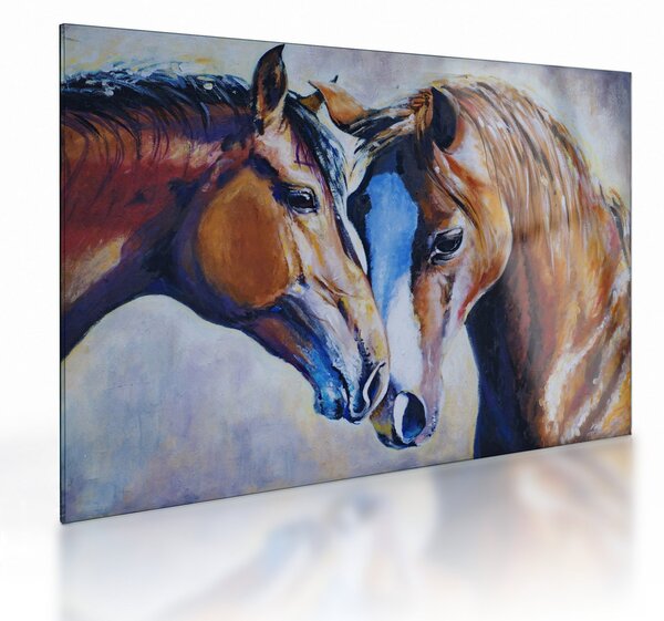 Sklenený obraz - Zamilované kone (70x50 cm)
