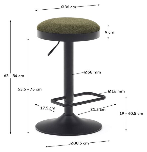 MUZZA Barová stolička biza 80 cm zelená